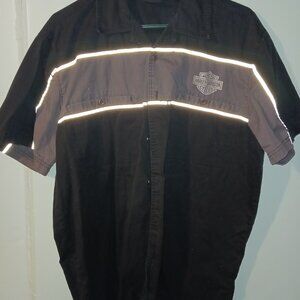 Harley Davidson button up shirt.